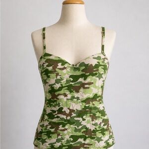 Y2K Camo Streetwear, Soft Grunge Cami Tank, Vintage Size M (Juniors)